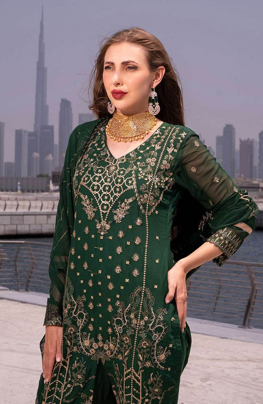 Izhaar Semi Stitched Heavy EMB. Sequence Georgette 3pcs - Nilima