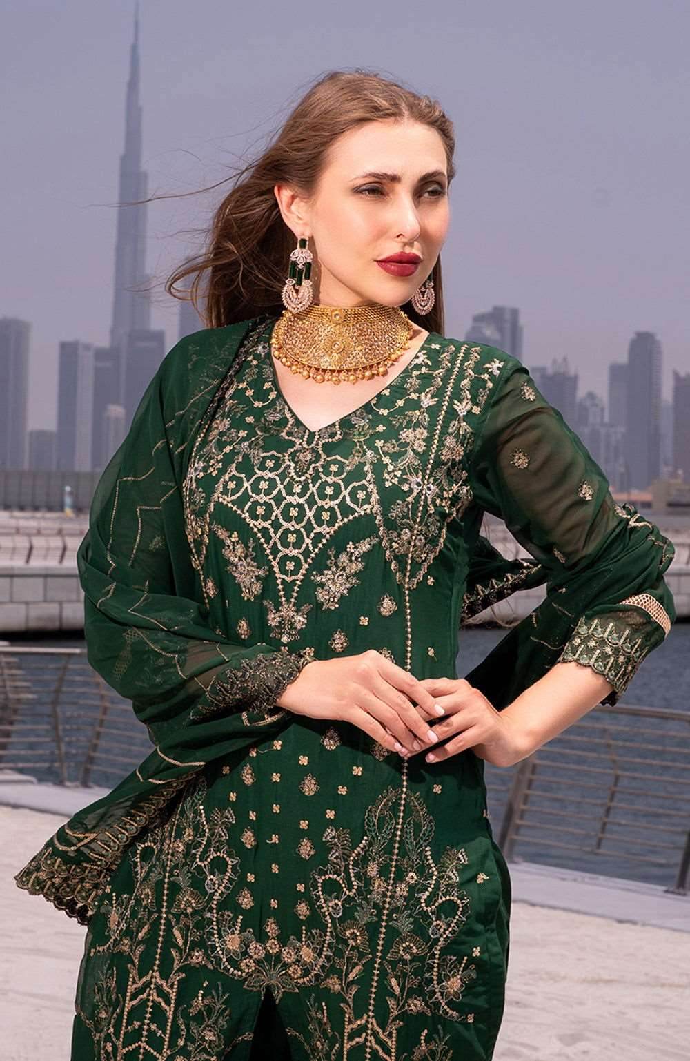 Izhaar Semi Stitched Heavy EMB. Sequence Georgette 3pcs - Nilima