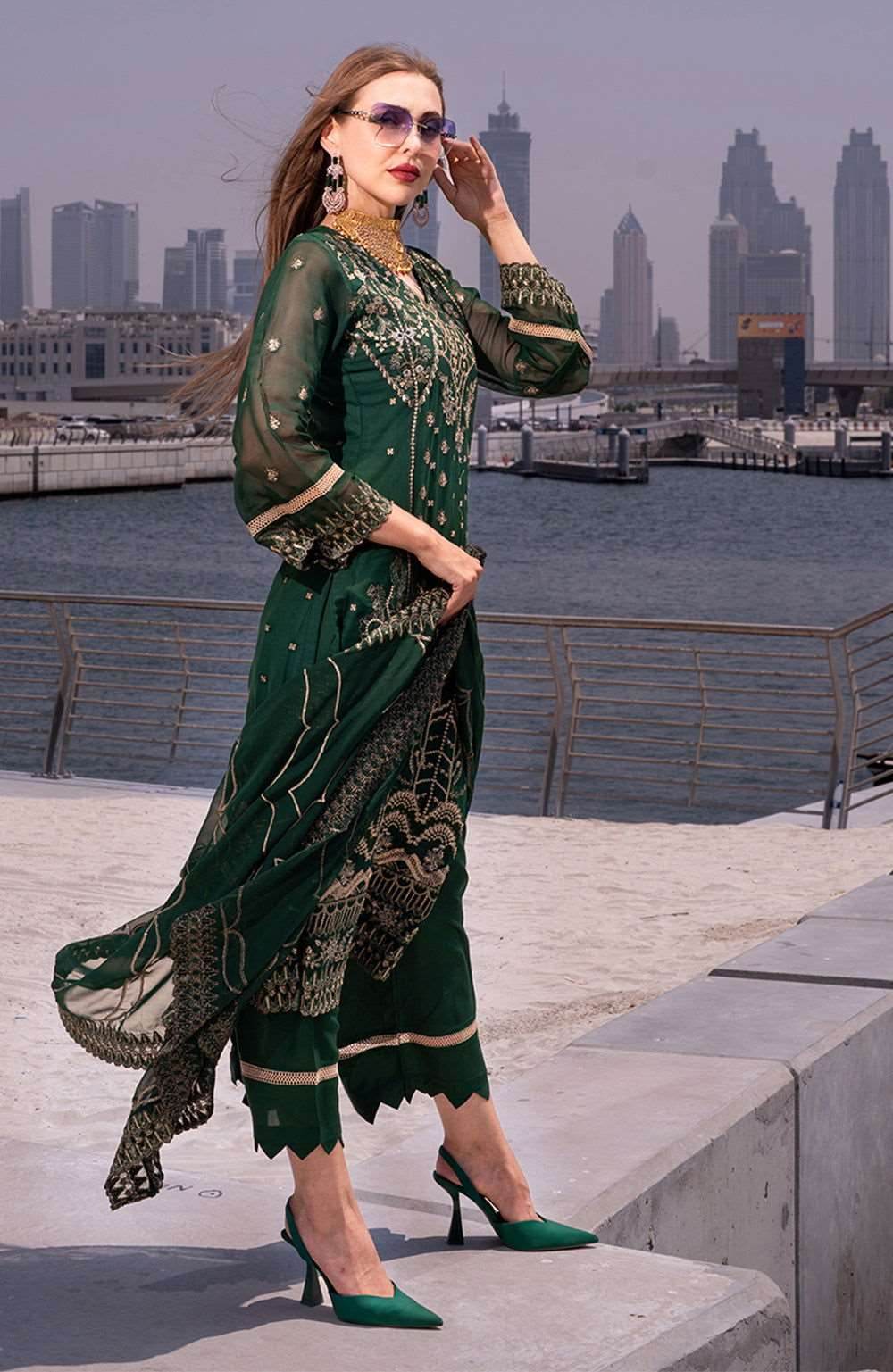Izhaar Semi Stitched Heavy EMB. Sequence Georgette 3pcs - Nilima
