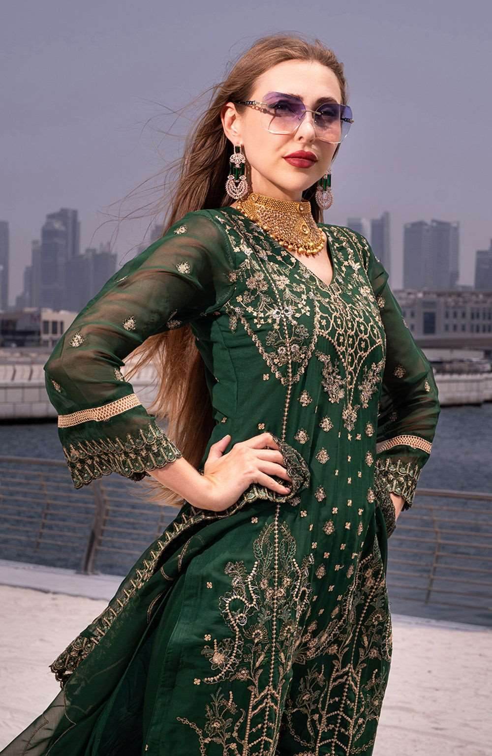 Izhaar Semi Stitched Heavy EMB. Sequence Georgette 3pcs - Nilima