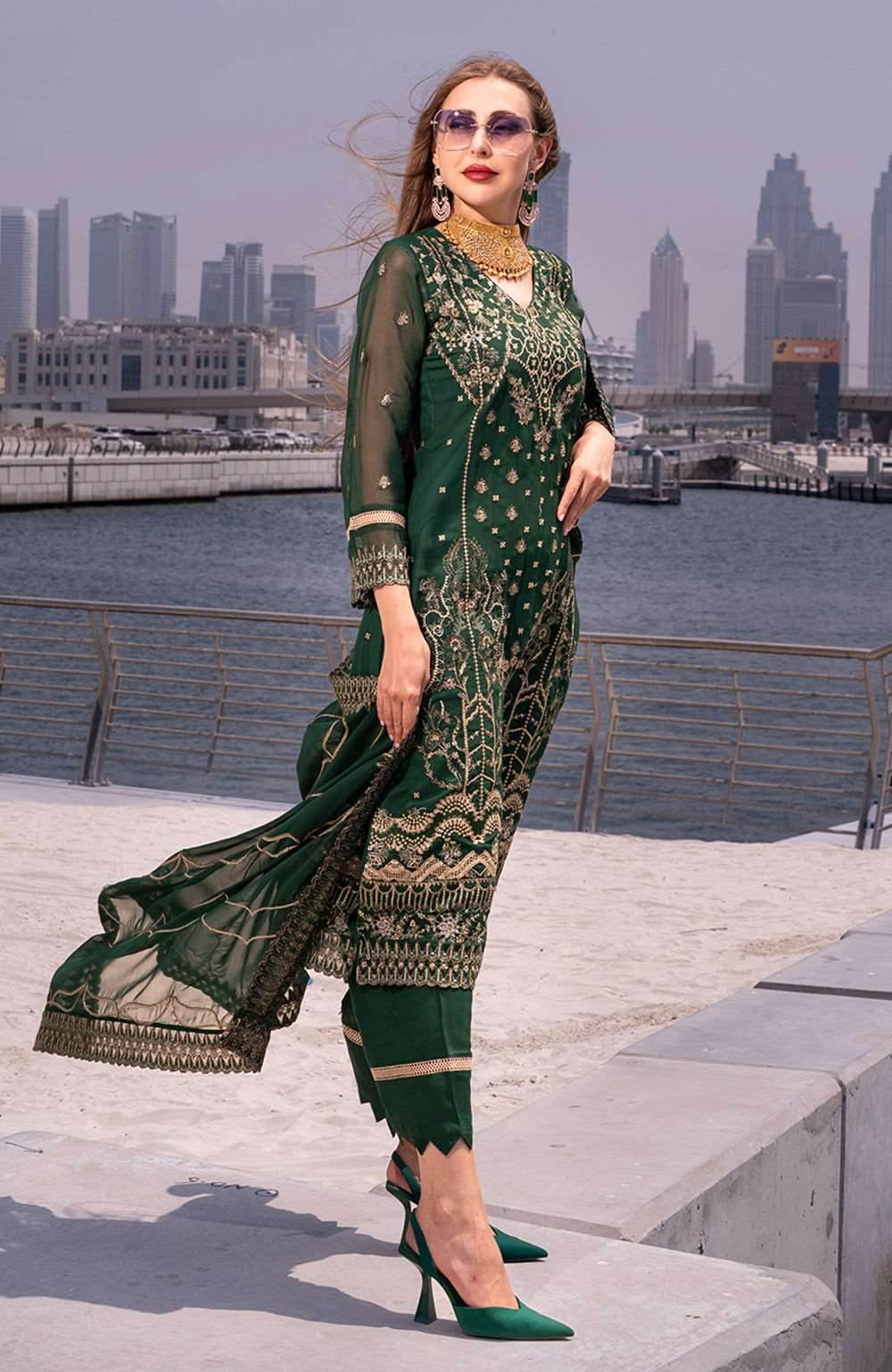 Izhaar Semi Stitched Heavy EMB. Sequence Georgette 3pcs - Nilima