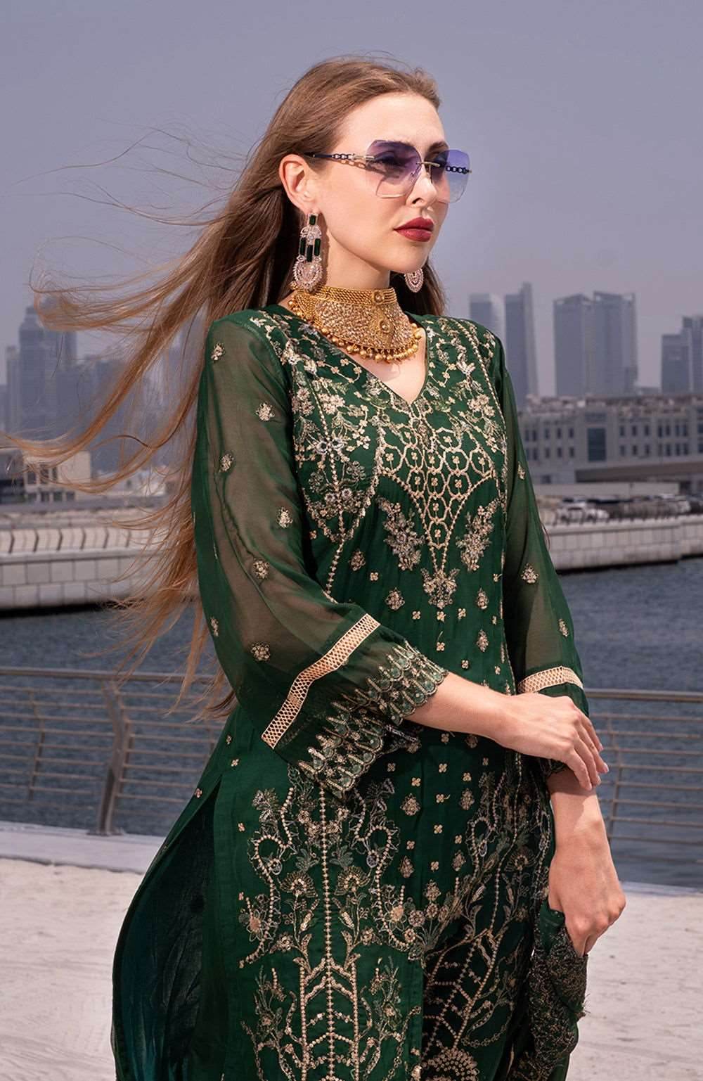 Izhaar Semi Stitched Heavy EMB. Sequence Georgette 3pcs - Nilima