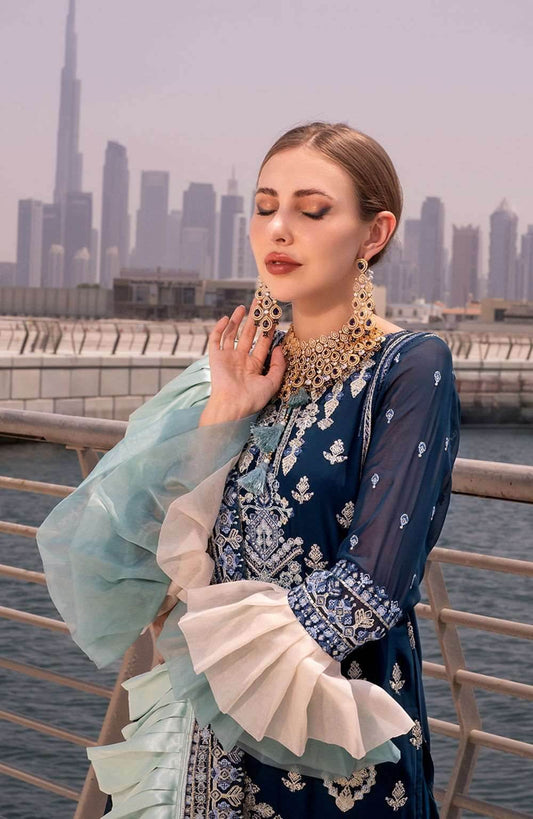 Izhaar Semi Stitched Heavy EMB. Sequence Georgette 3pcs - Nilima