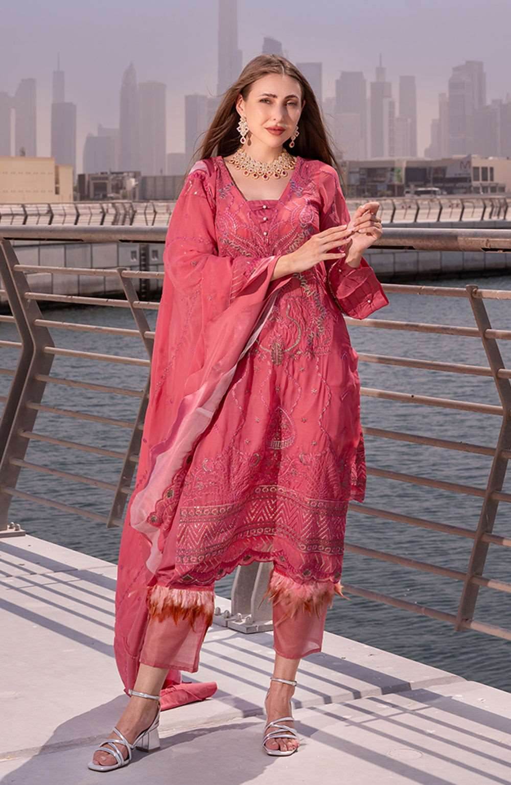 Izhaar Semi Stitched Heavy EMB. Sequence Georgette 3pcs - Nilima