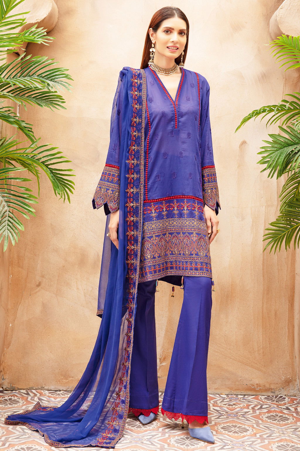 Johra Pinks Embroidered Swiss Vol- 04 3pcs - Jotey