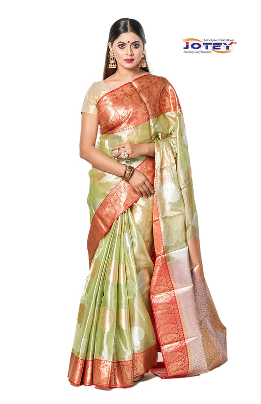 Kora Muslin Weaving Saree Jotey