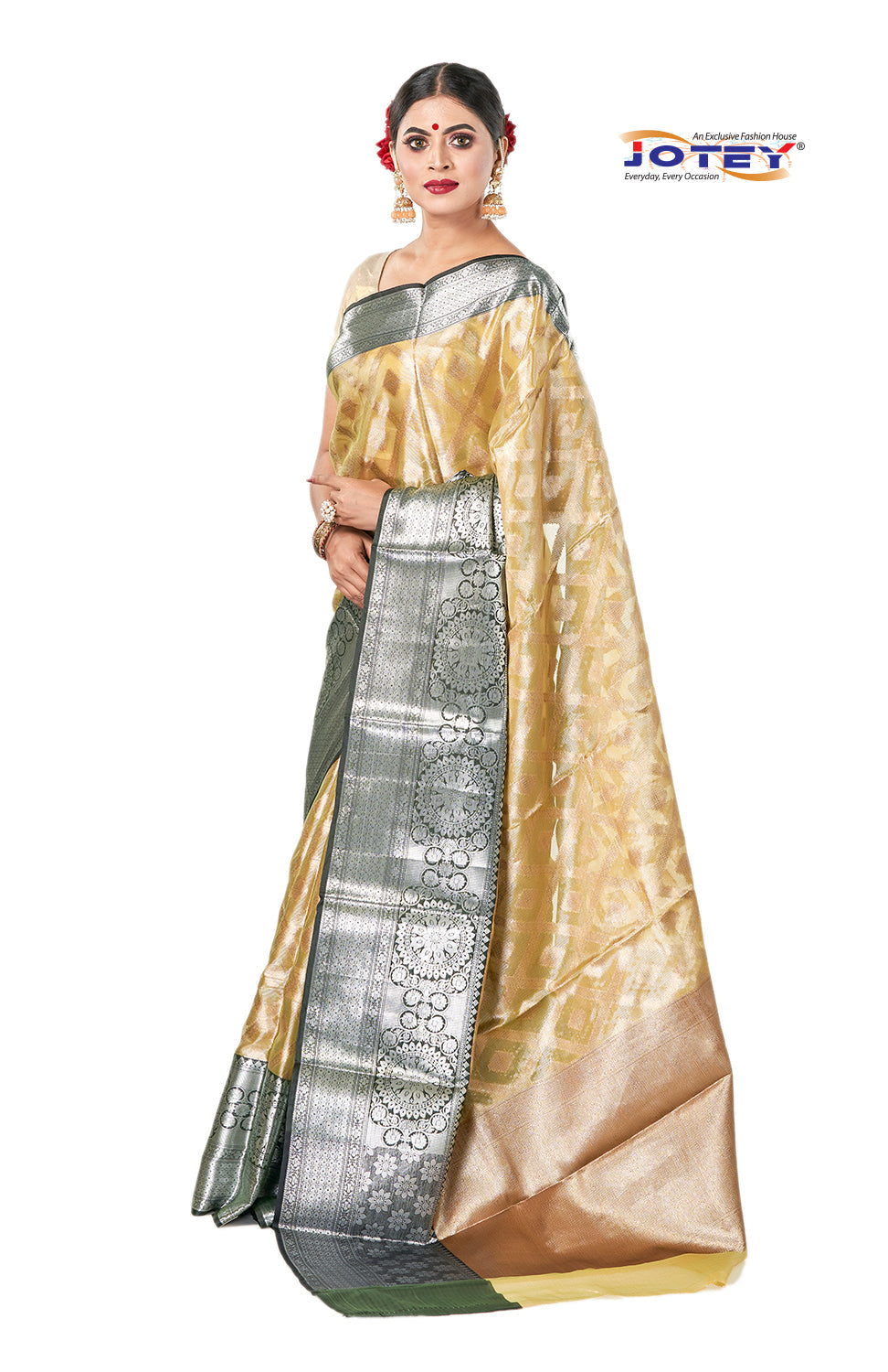 Kora Muslin Weaving Saree Jotey