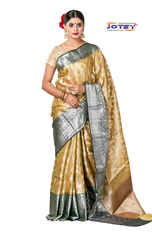 Kora Muslin Weaving Saree Jotey