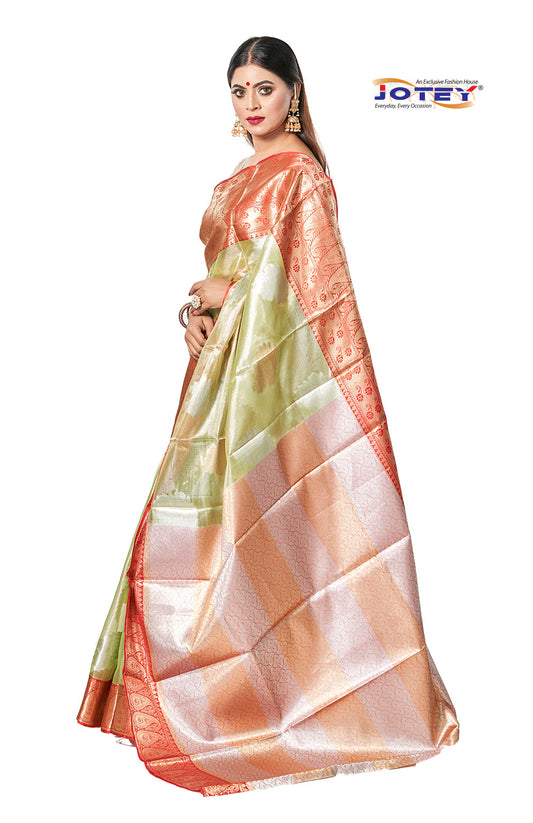 Kora Muslin Weaving Saree Jotey