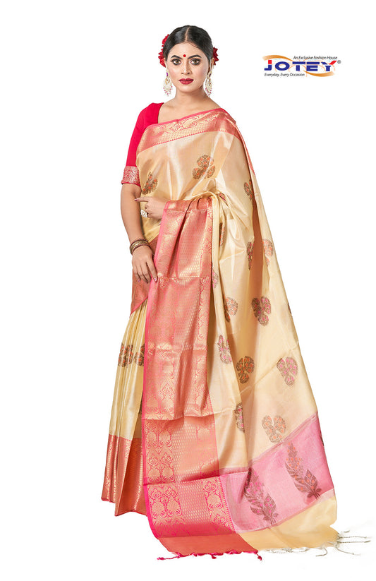 Kora Muslin Weaving Saree Jotey