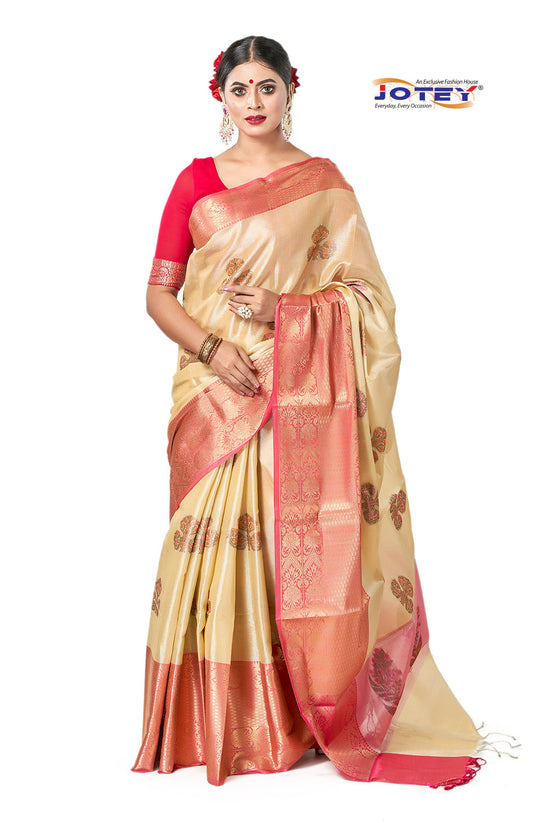 Kora Muslin Weaving Saree Jotey