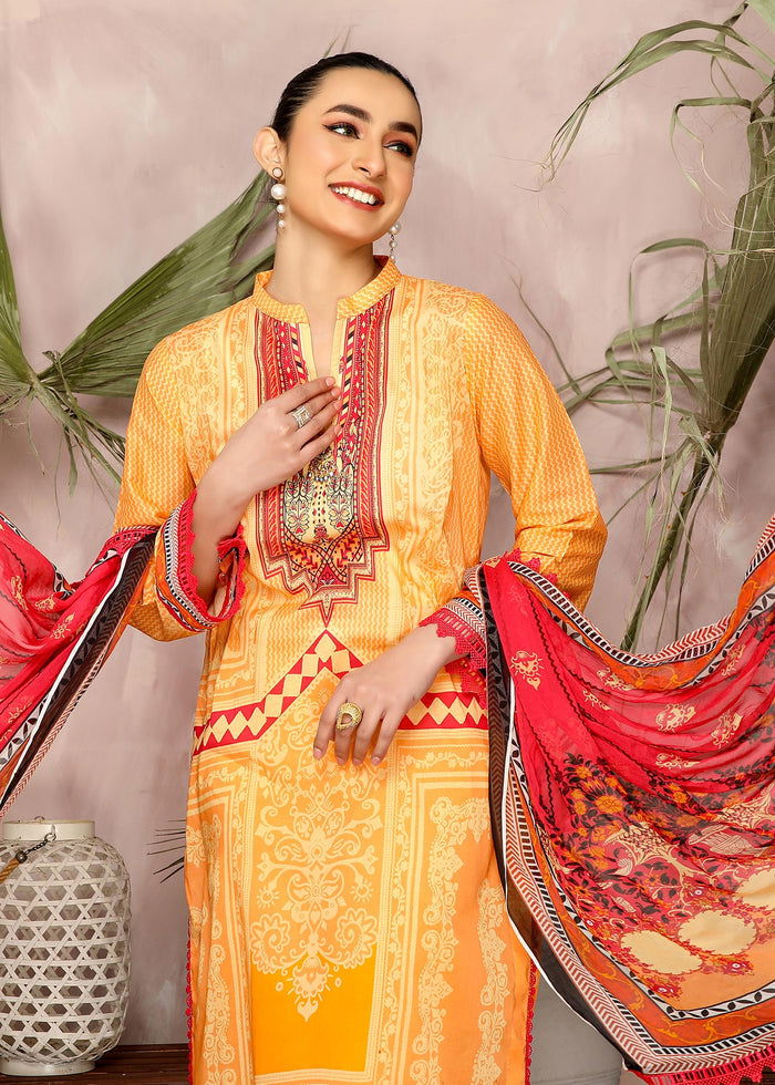 Lala Blossom Swiss Voil Printed Unstitched 3pcs - Jotey