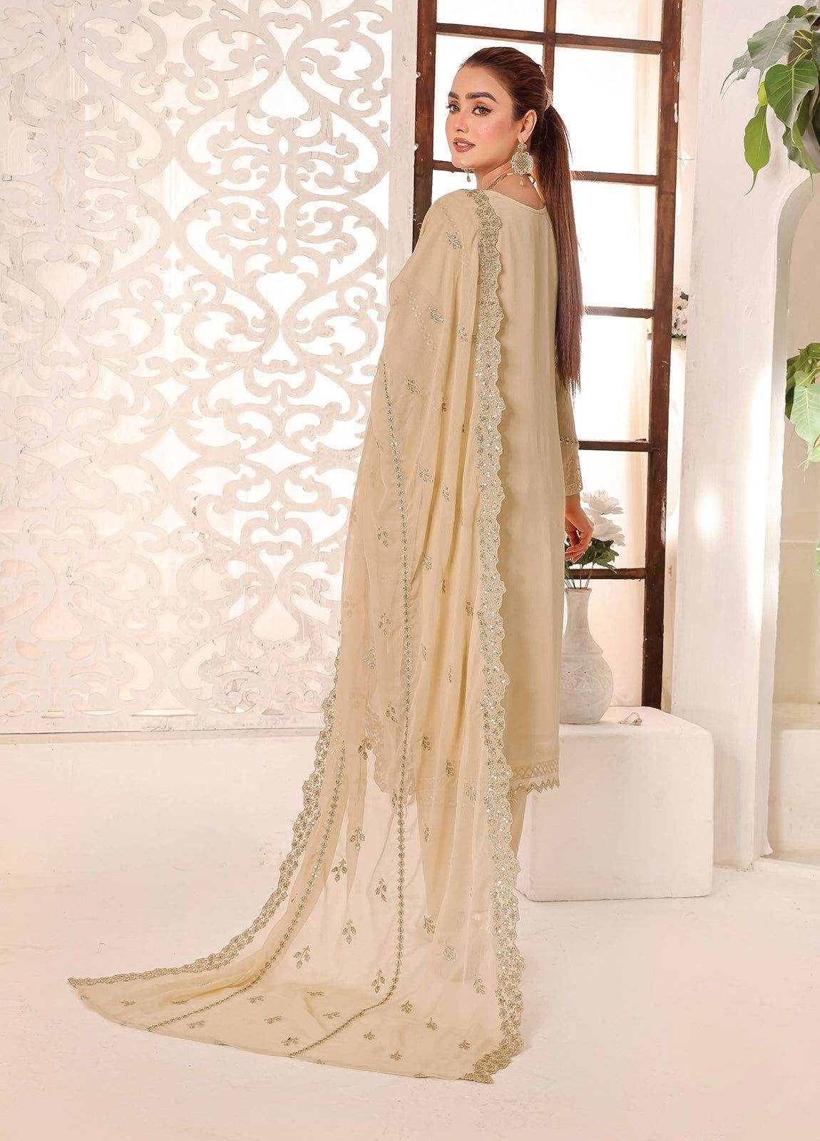 Maah Rang By Bin Hameed Luxury Chiffon Semi Stitched 3pcs - Jotey