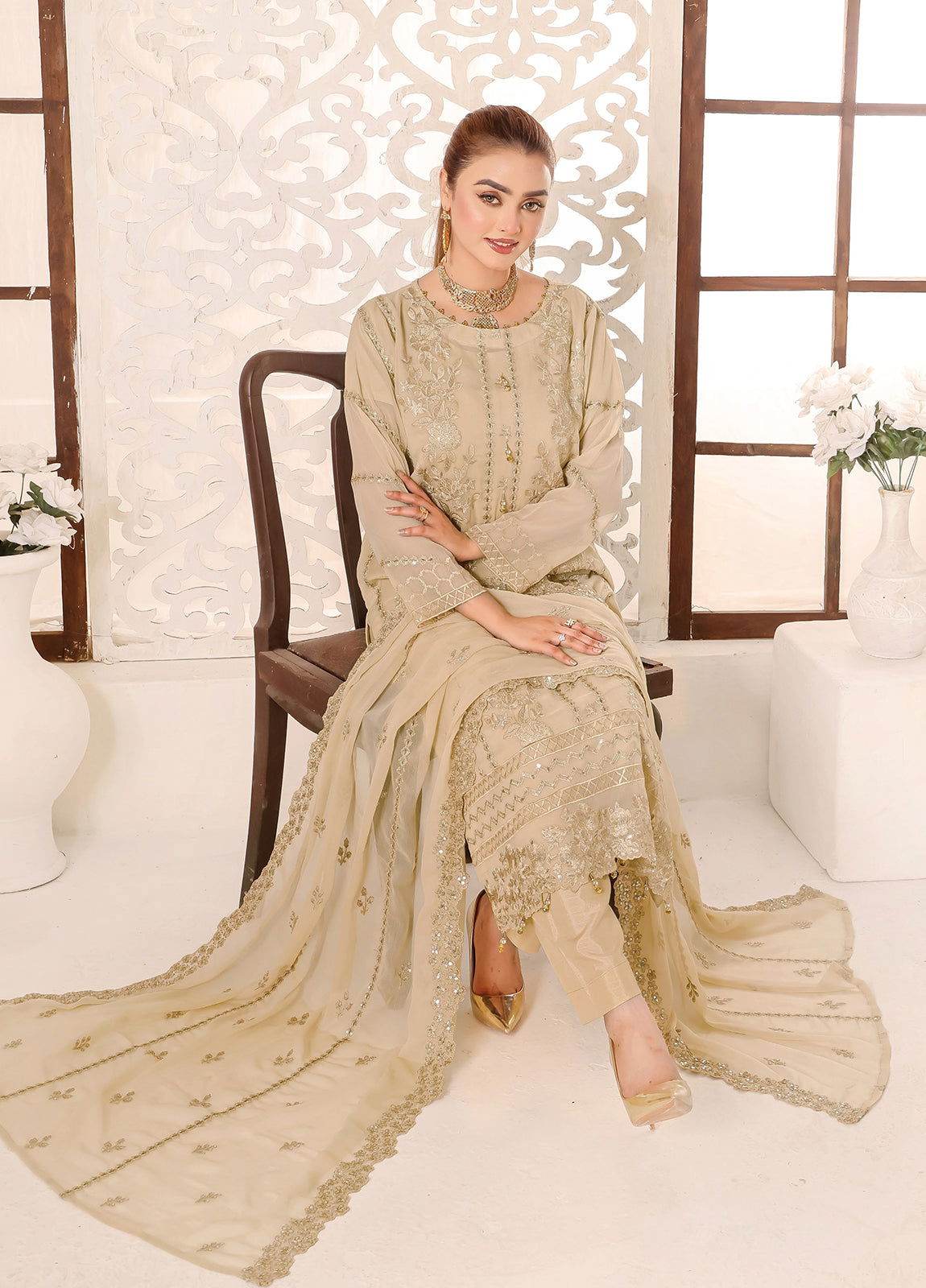 Maah Rang By Bin Hameed Luxury Chiffon Semi Stitched 3pcs - Jotey