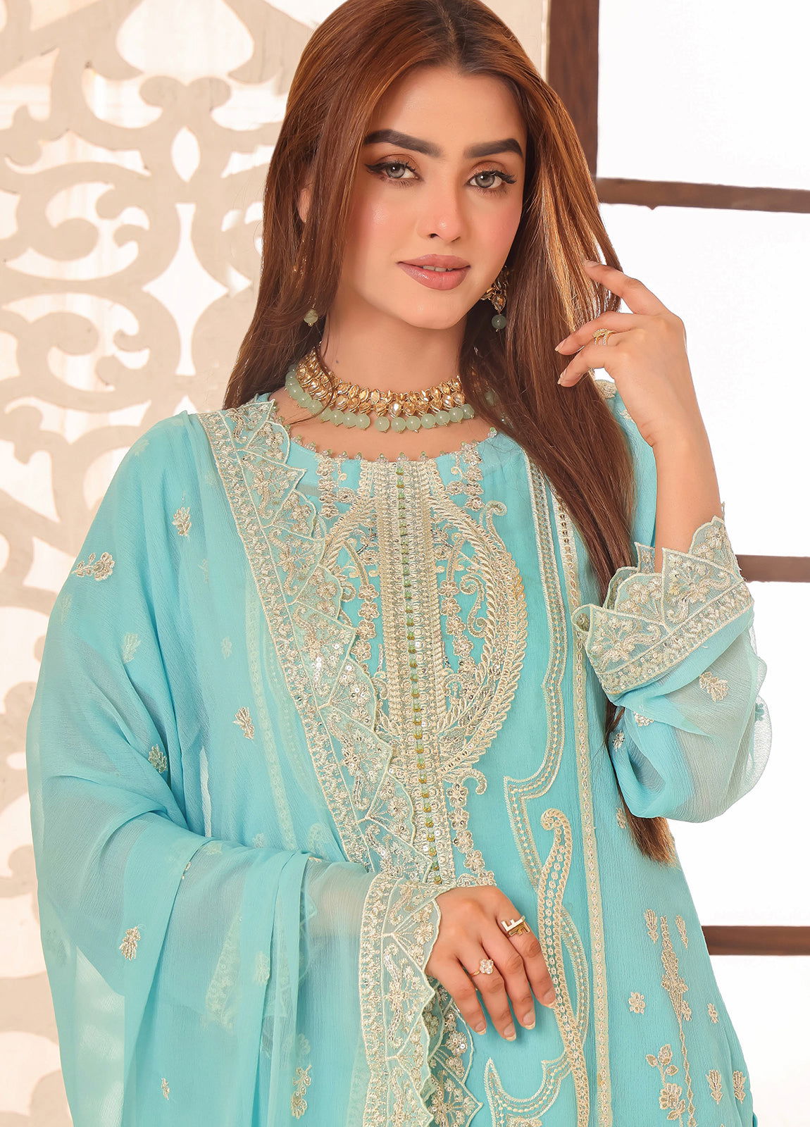 Maah Rang By Bin Hameed Luxury Chiffon Semi Stitched 3pcs - Jotey
