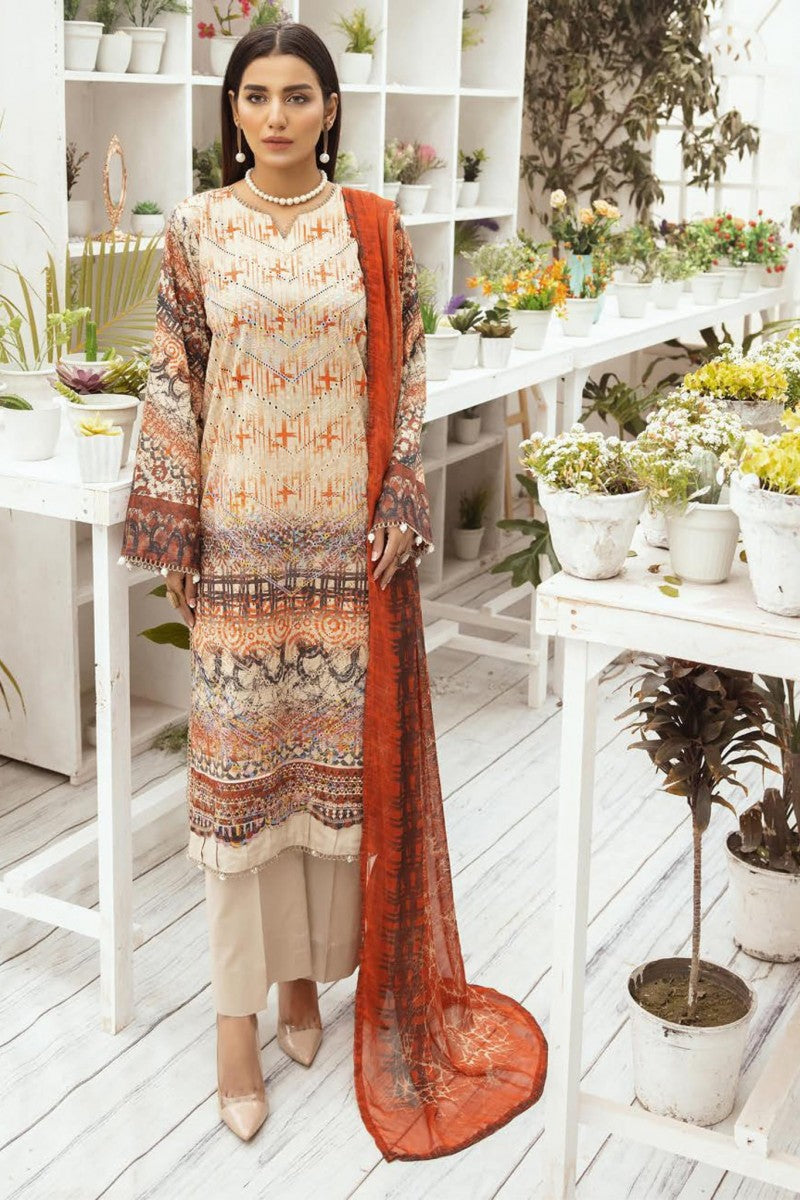 Mahee's by Riaz Arts Printed Chikankari 3Pcs Jotey