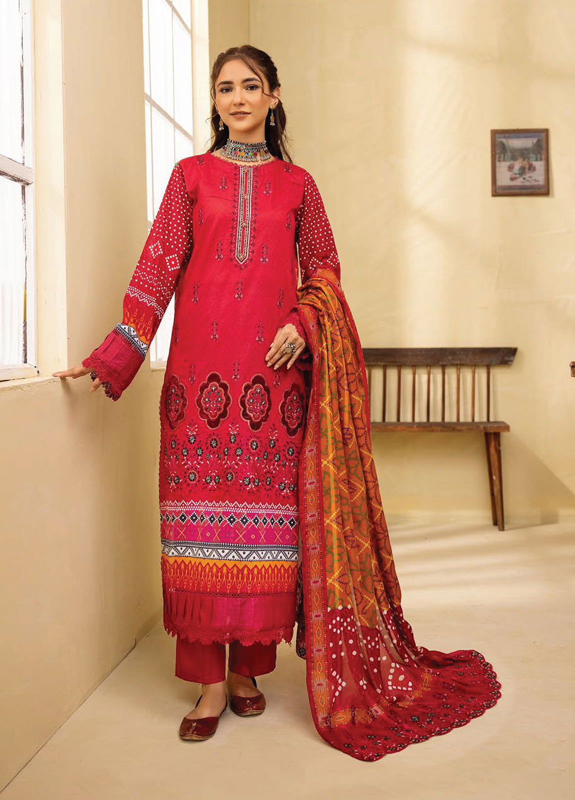 Mahees Ghazal Embroidered Lawn Unstitched 3pcs - Jotey