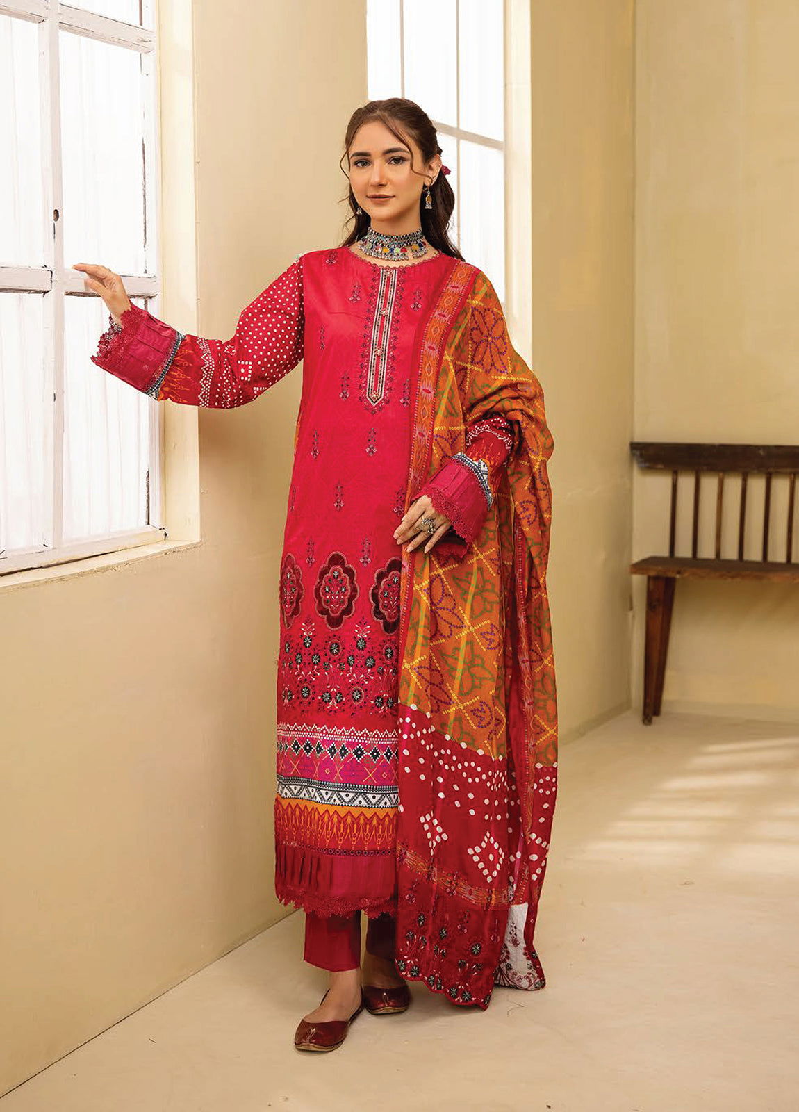 Mahees Ghazal Embroidered Lawn Unstitched 3pcs - Jotey