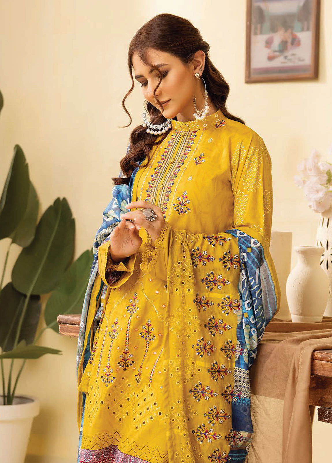 Mahees Ghazal Embroidered Lawn Unstitched 3pcs - Jotey