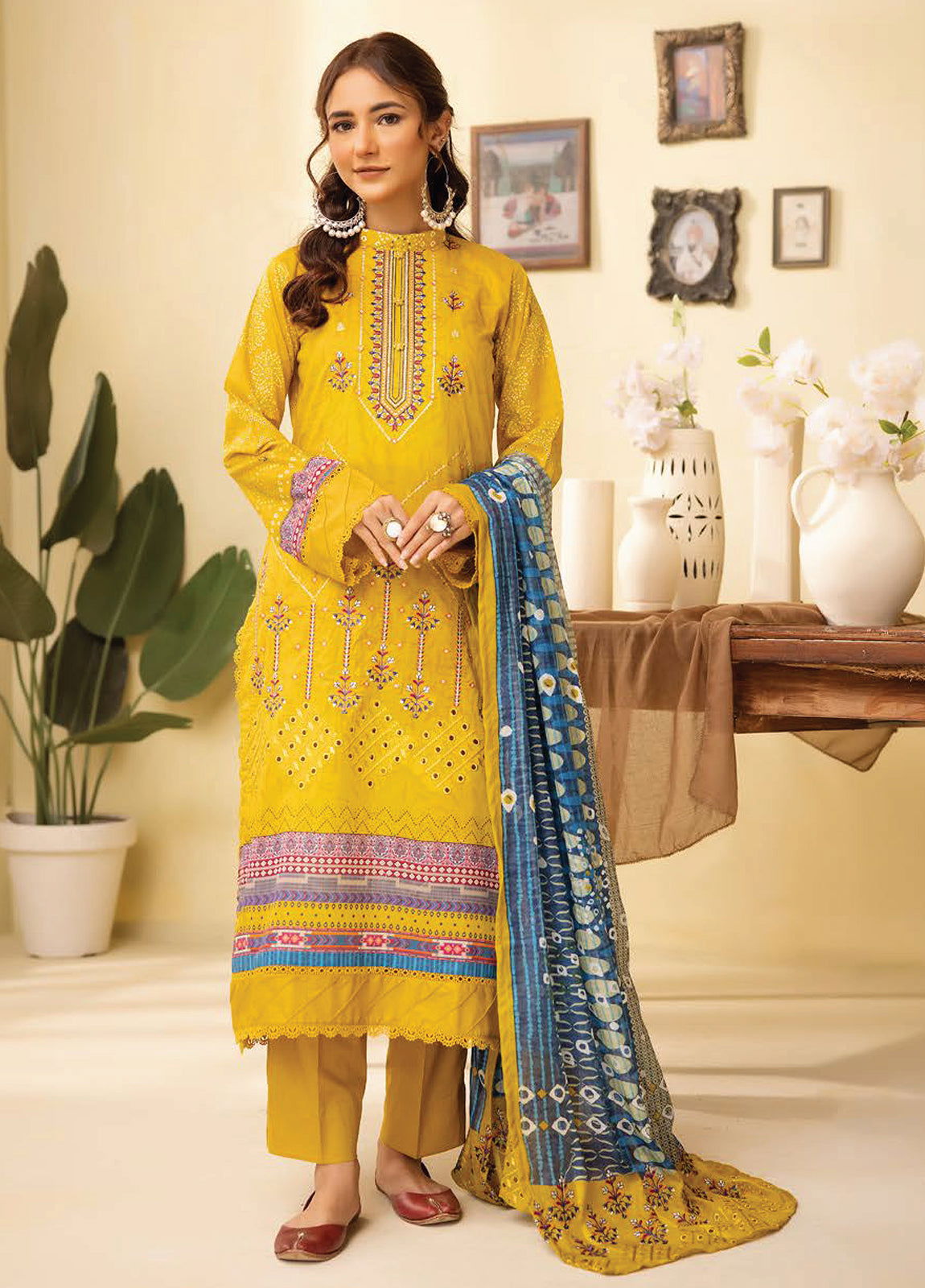 Mahees Ghazal Embroidered Lawn Unstitched 3pcs - Jotey