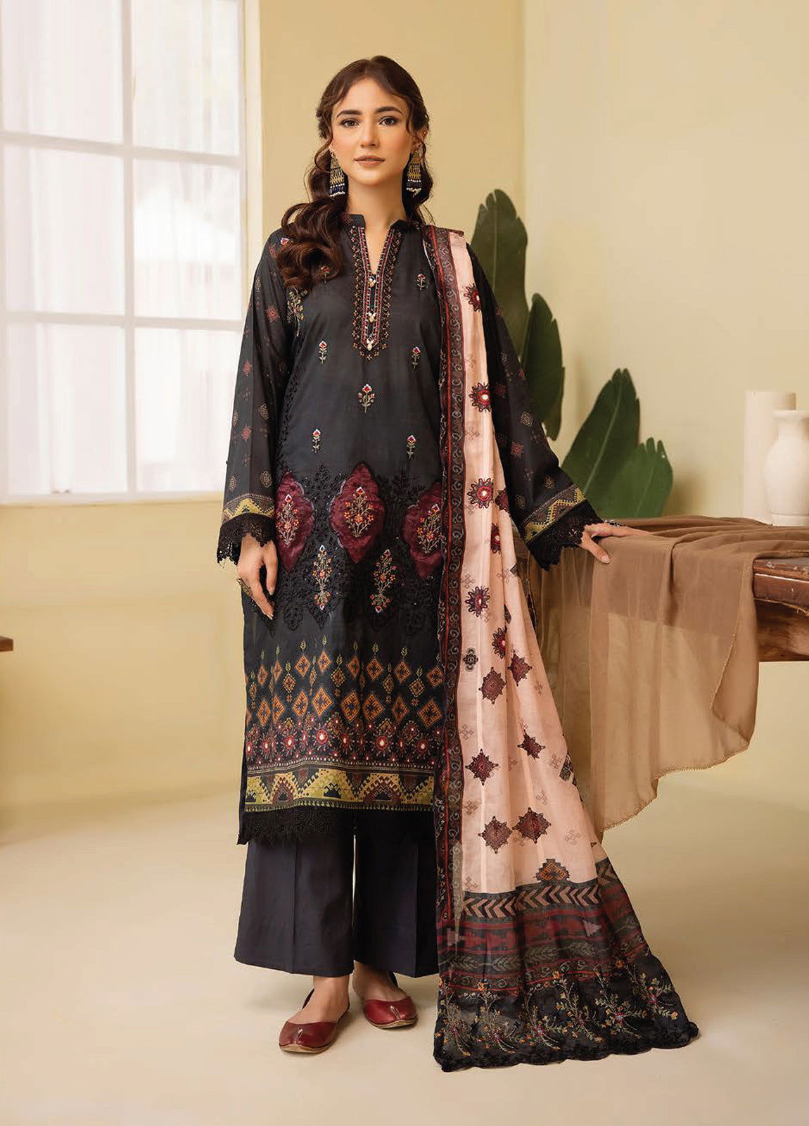 Mahees Ghazal Embroidered Lawn Unstitched 3pcs - Jotey