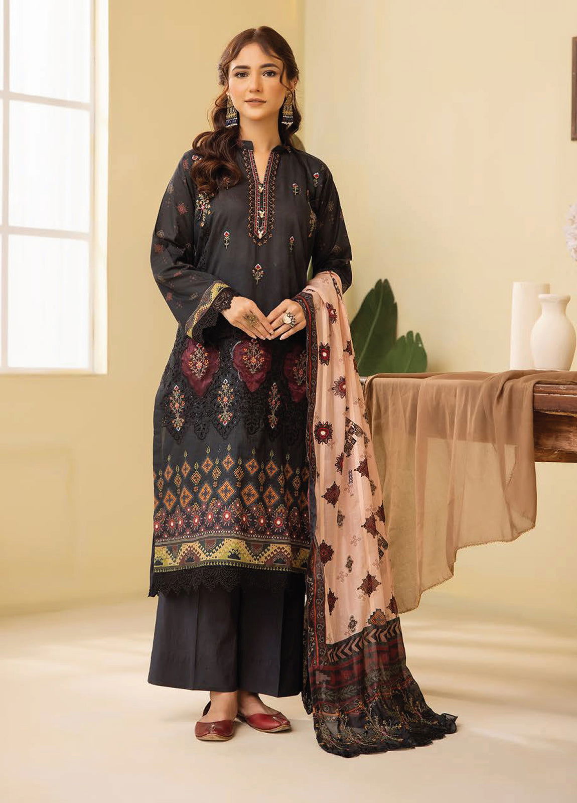 Mahees Ghazal Embroidered Lawn Unstitched 3pcs - Jotey