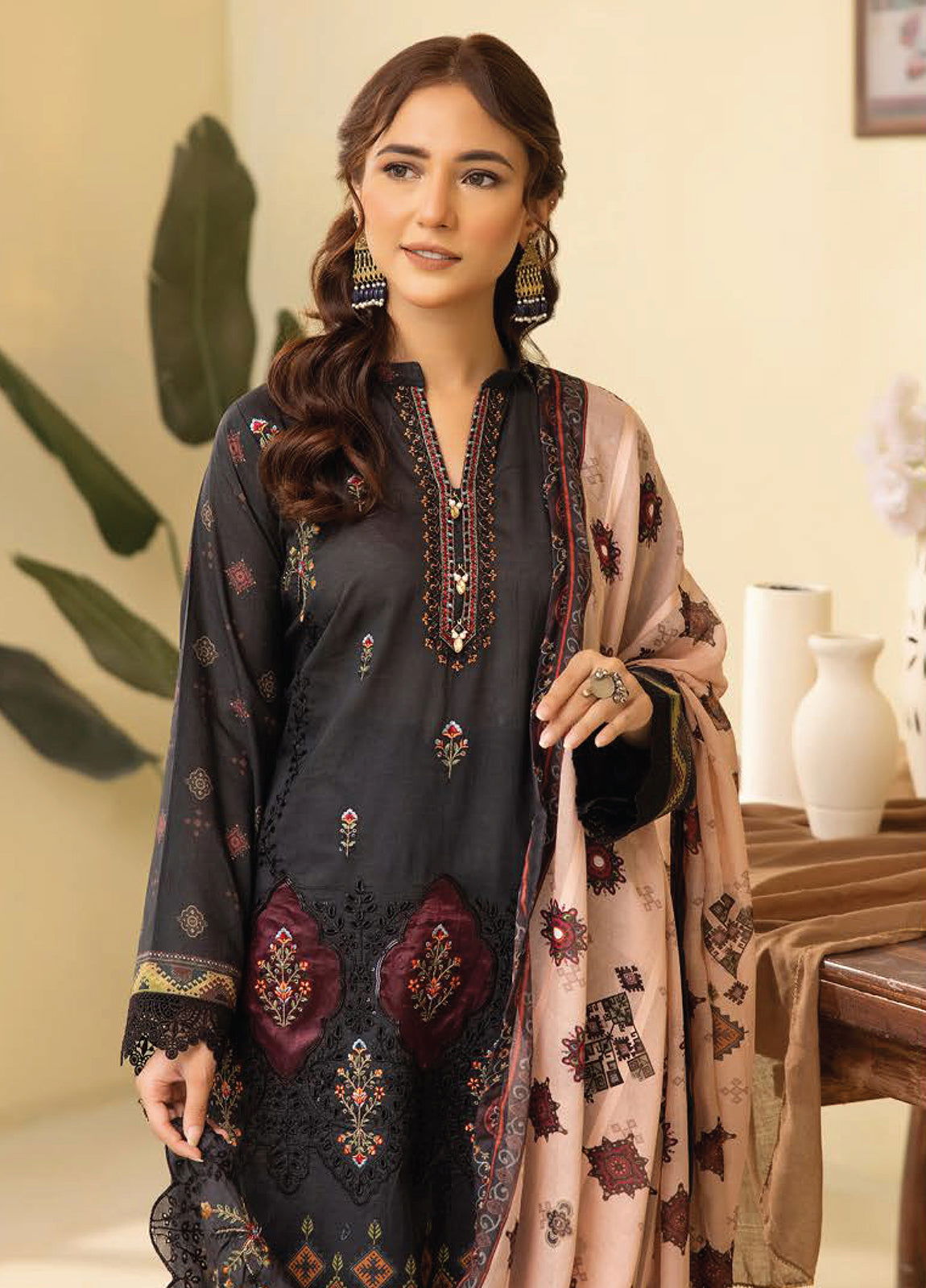 Mahees Ghazal Embroidered Lawn Unstitched 3pcs - Jotey