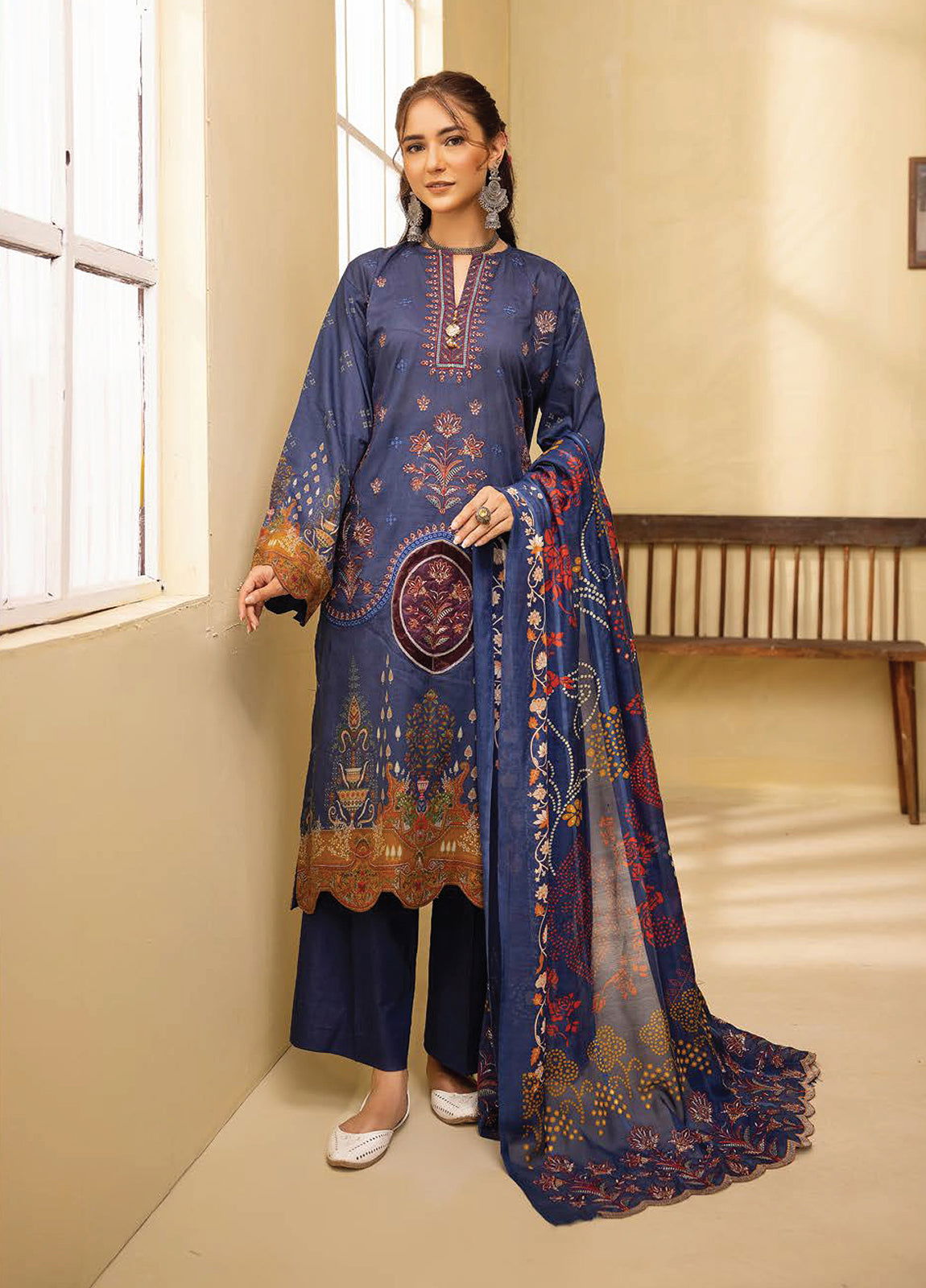 Mahees Ghazal Embroidered Lawn Unstitched 3pcs - Jotey