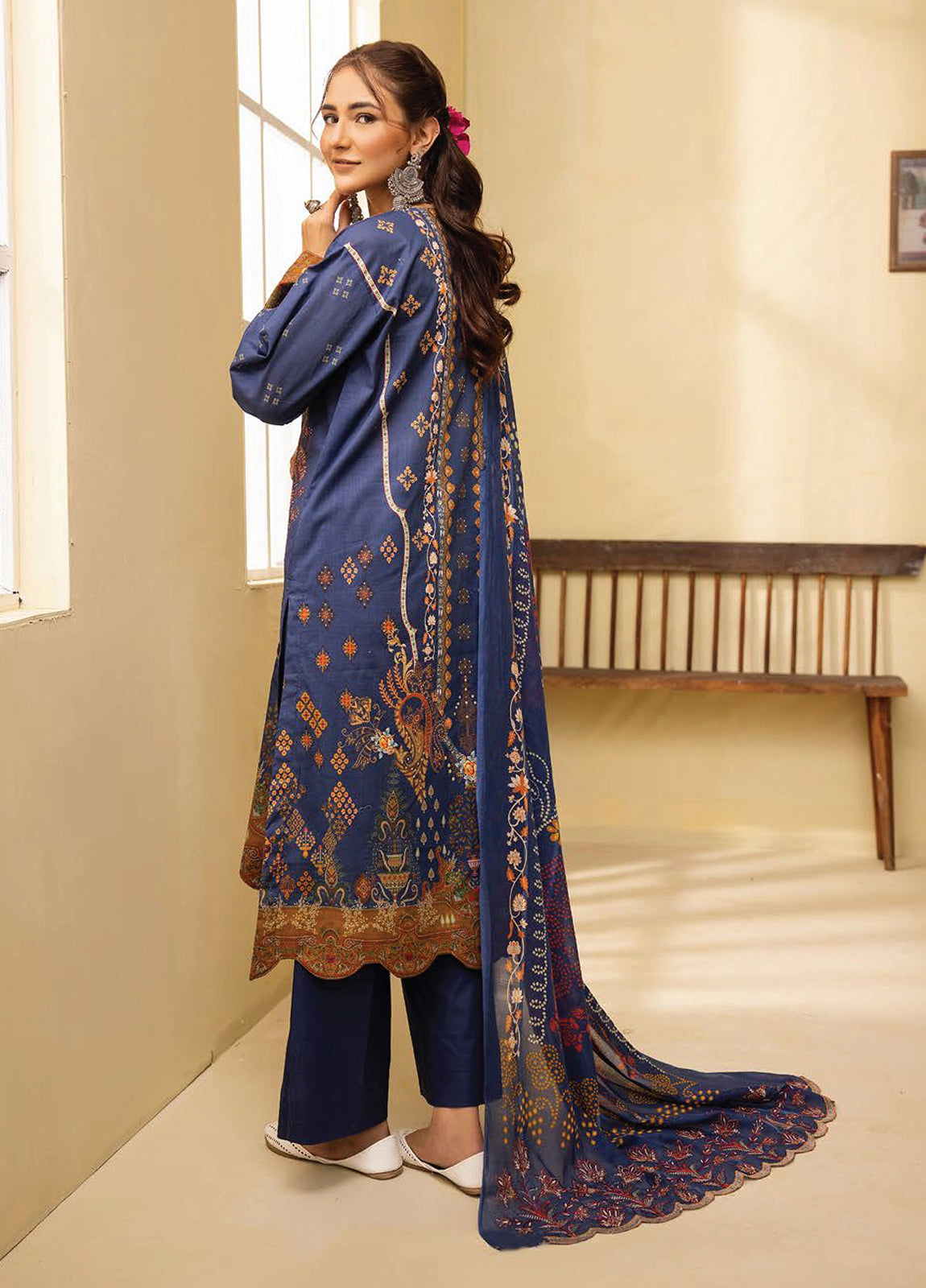 Mahees Ghazal Embroidered Lawn Unstitched 3pcs - Jotey