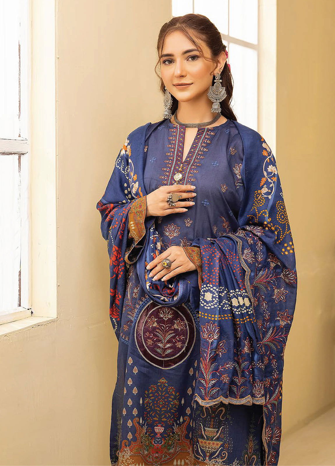 Mahees Ghazal Embroidered Lawn Unstitched 3pcs - Jotey