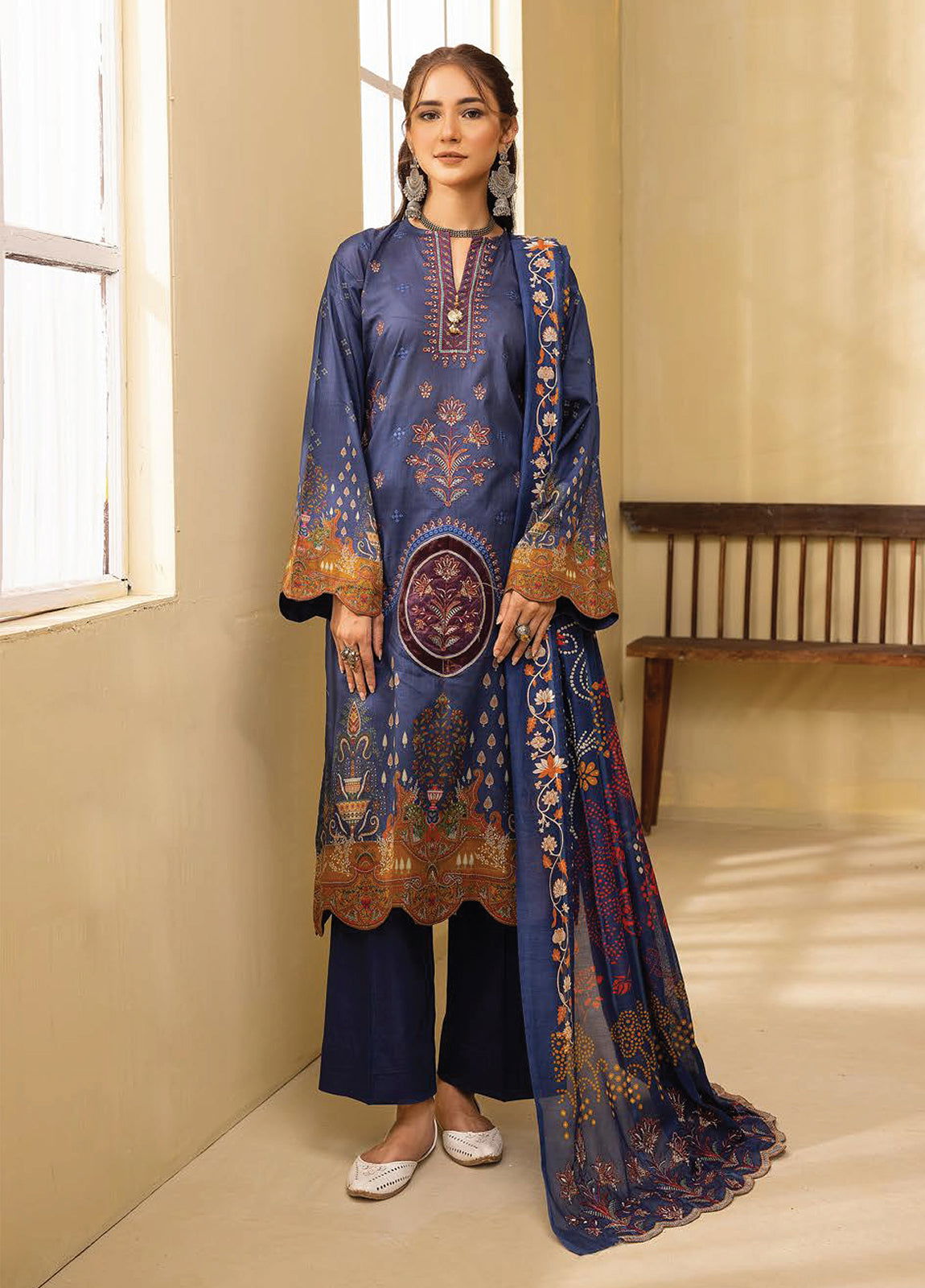 Mahees Ghazal Embroidered Lawn Unstitched 3pcs - Jotey