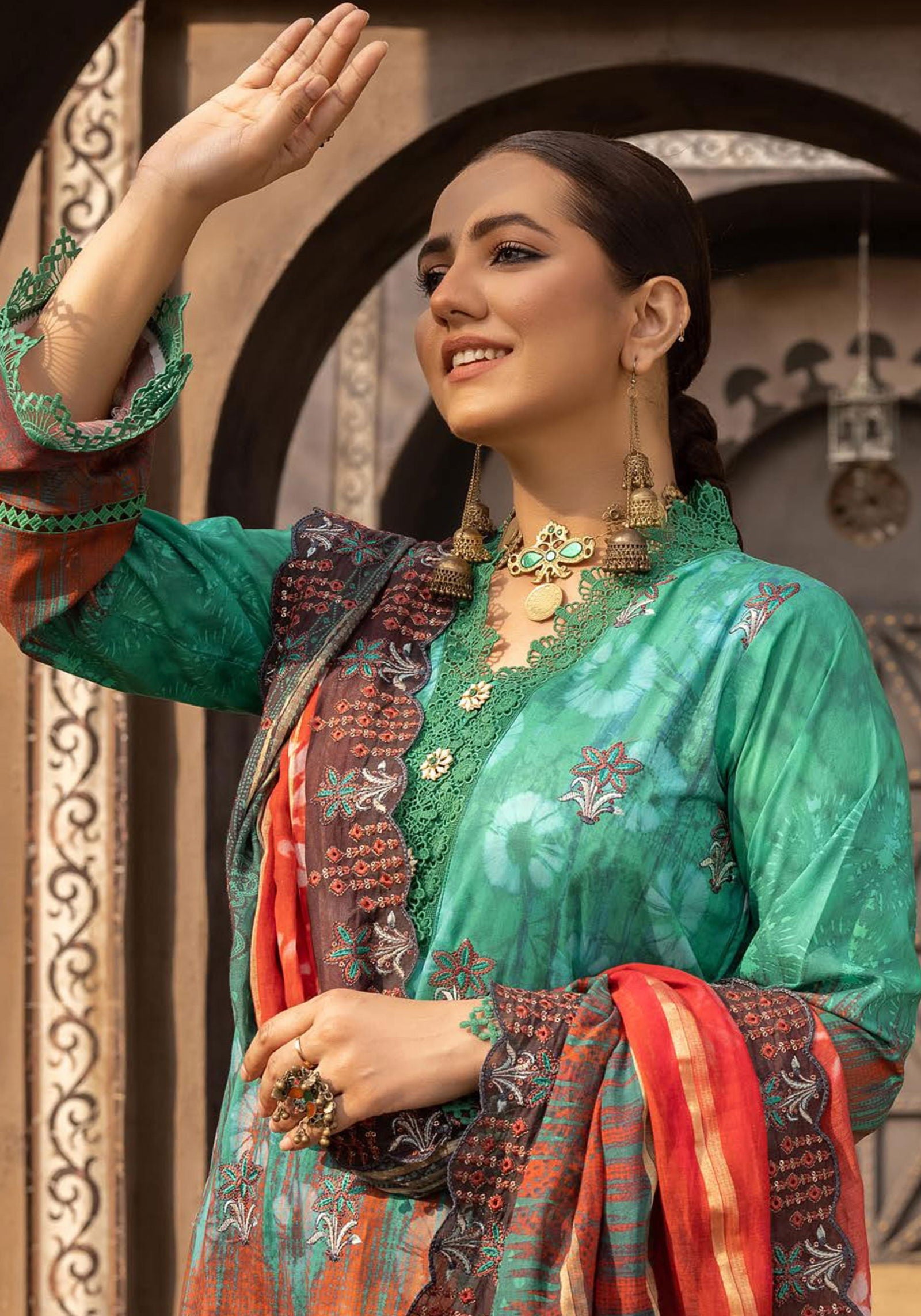 Mahees Vol-5 Embroidered Lawn Unstitched 3pcs - Jotey