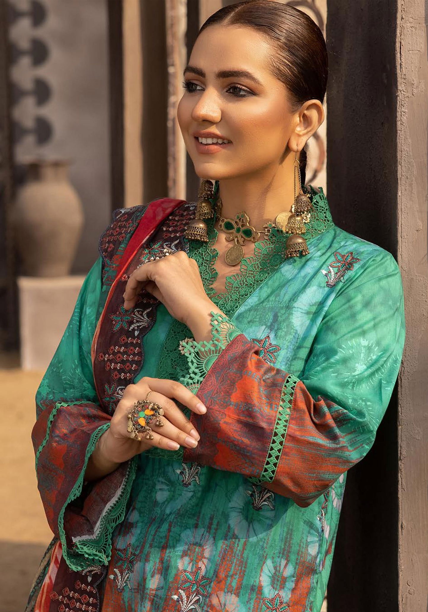 Mahees Vol-5 Embroidered Lawn Unstitched 3pcs - Jotey