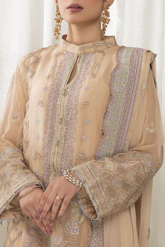 Mahiz Embroidered Semi Stitched Chiffon 3Pcs - Jotey