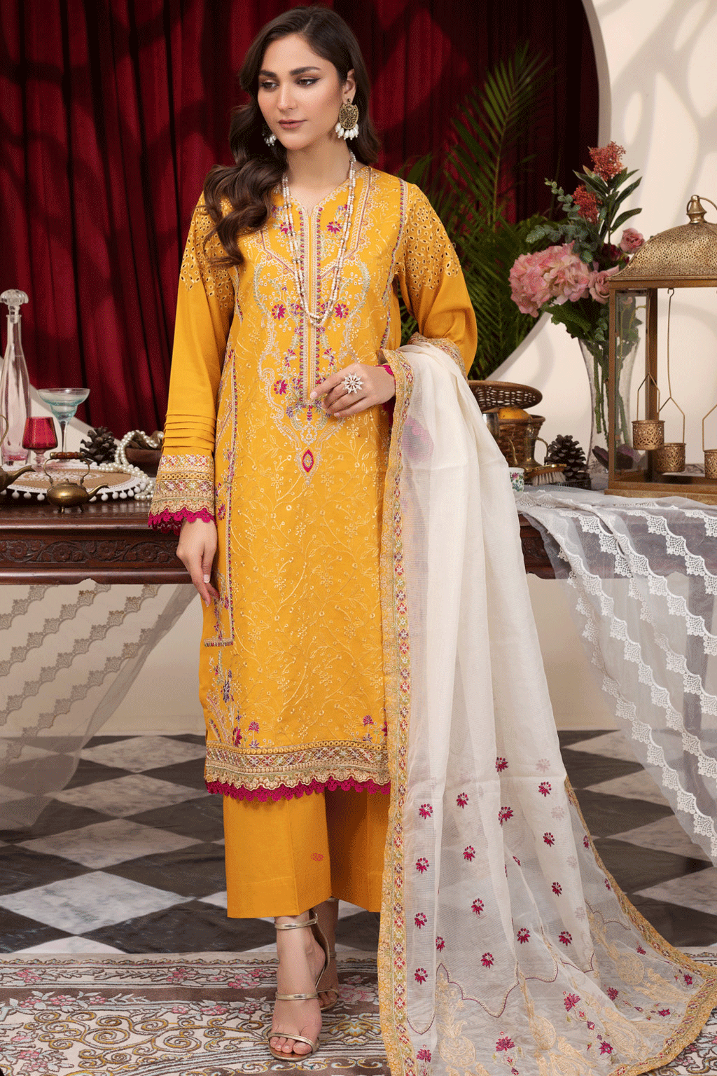 Manizay Albeli  Embroidered Swiss Voil Unstitched 3pcs - Jotey