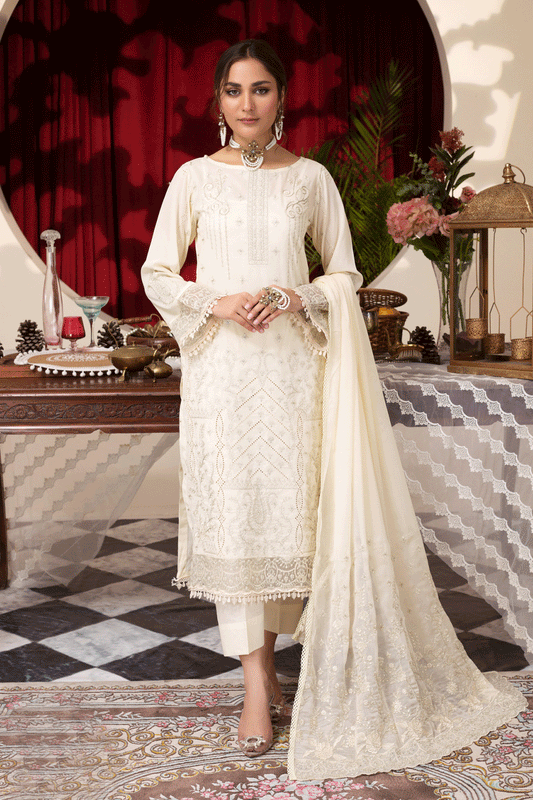 Manizay Albeli Embroidered Swiss Voil Unstitched 3pcs - Jotey