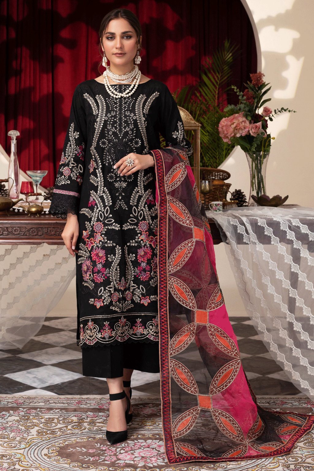 Manizay Albeli Embroidered Swiss Voil Unstitched 3pcs - Jotey