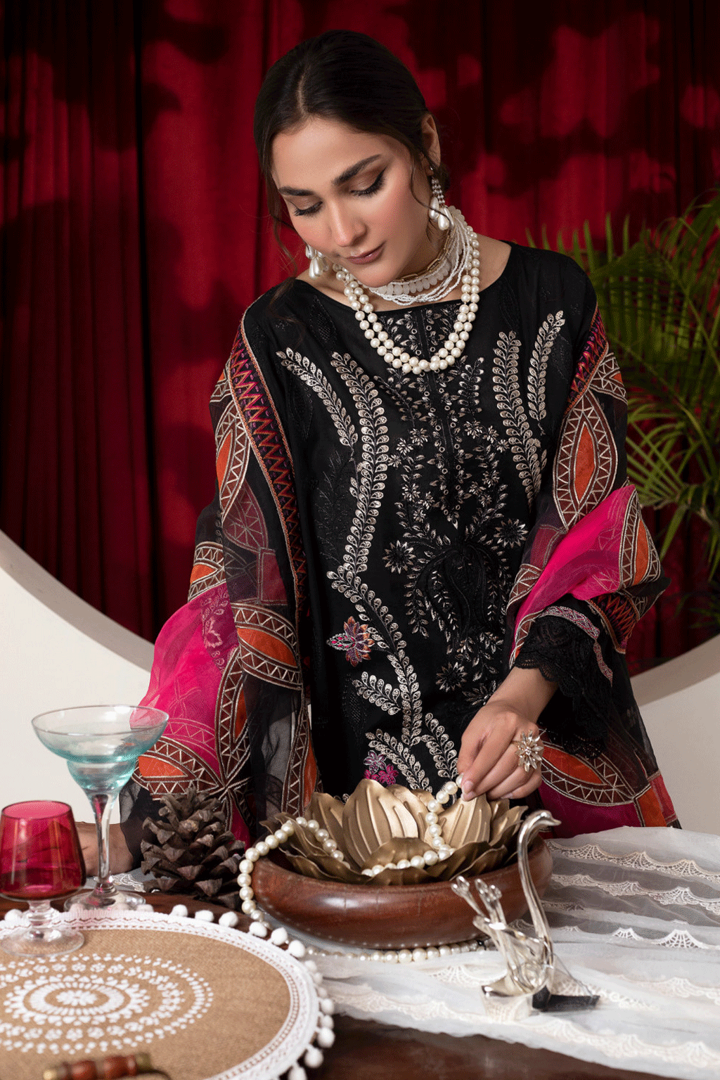 Manizay Albeli Embroidered Swiss Voil Unstitched 3pcs - Jotey