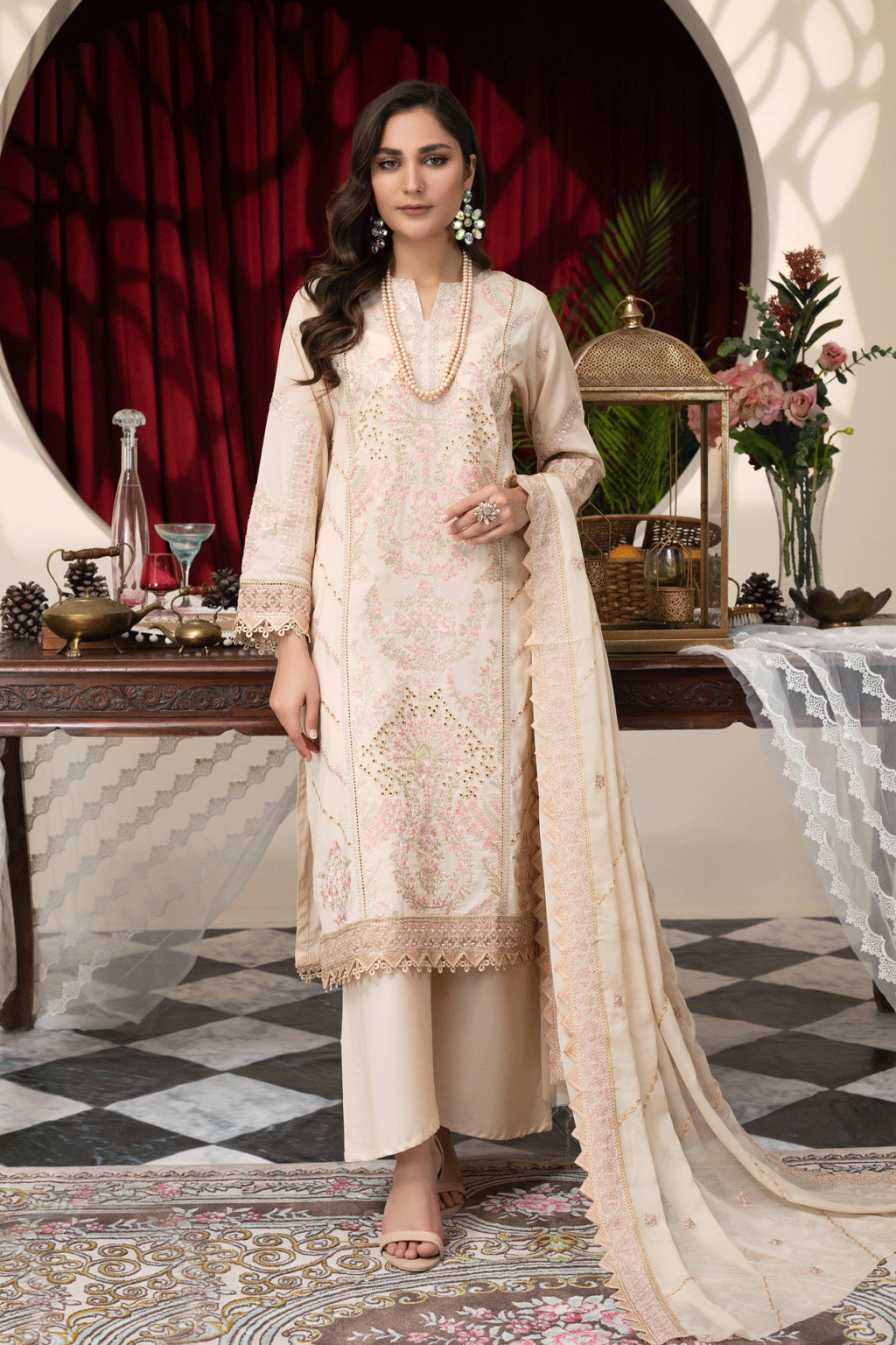 Manizay Albeli  Embroidered Swiss Voil Unstitched 3pcs - Jotey