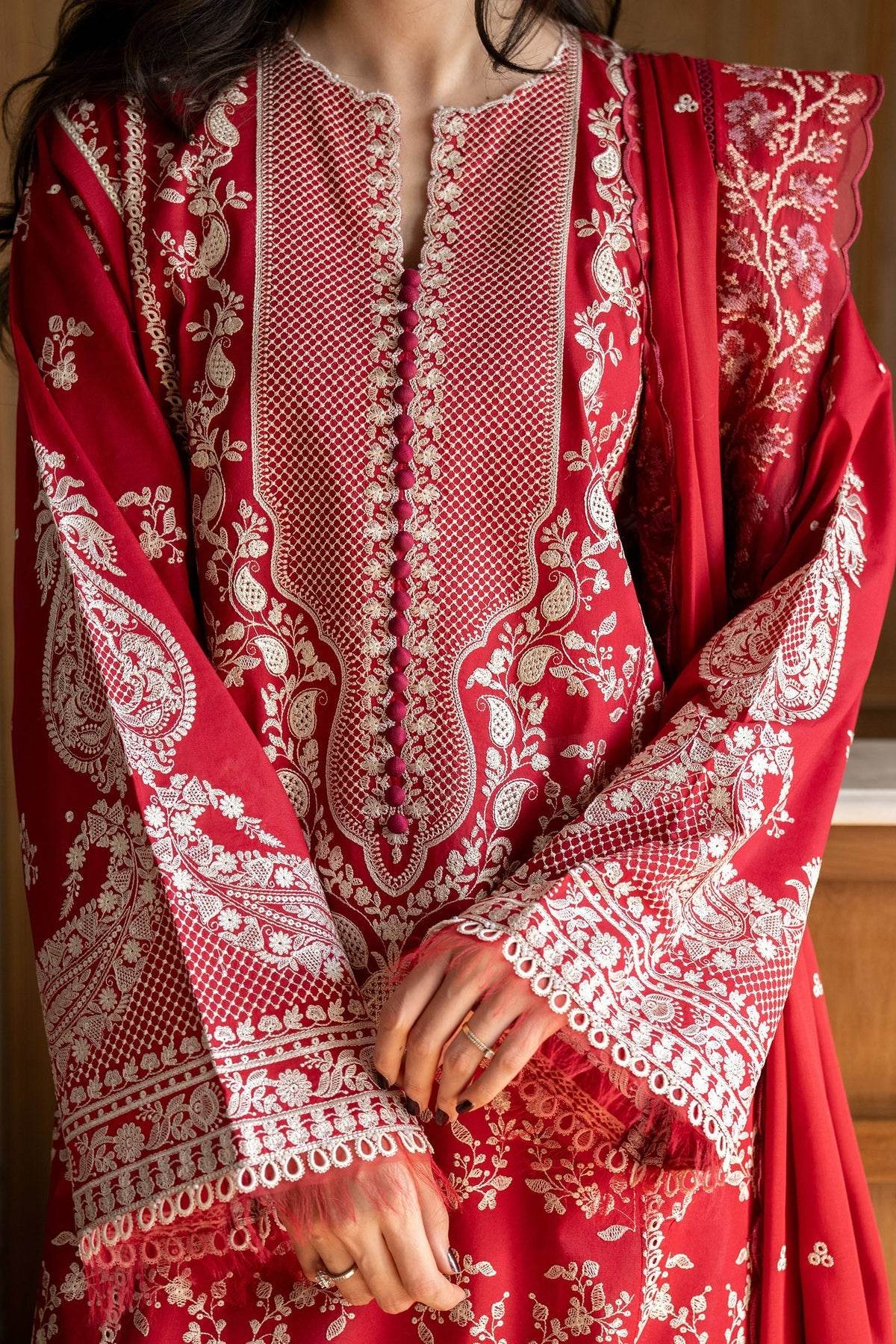 Zara Shahjahan Satori Embroidered Luxury Lawn Unstitched 3pcs - Jotey