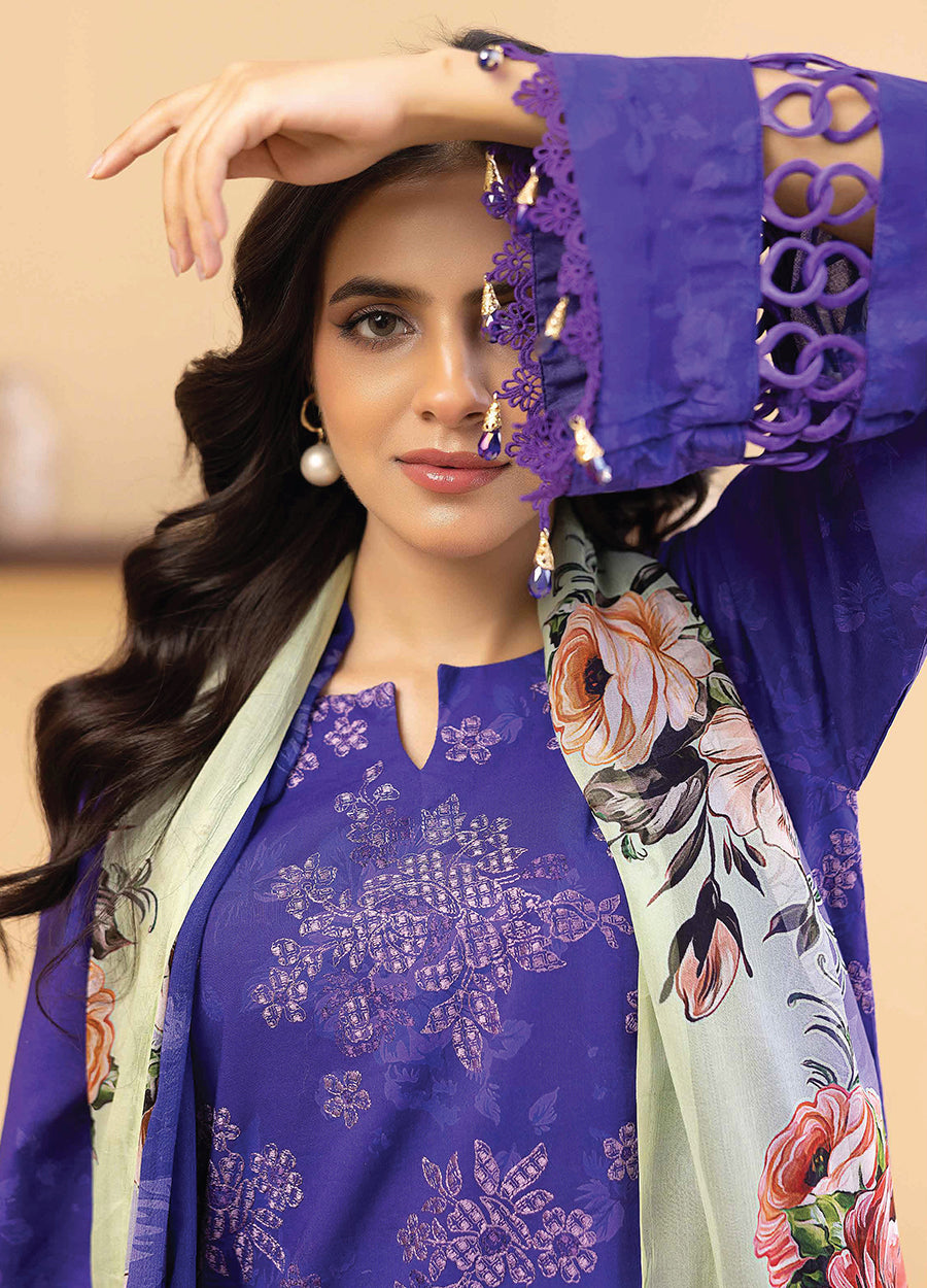 Millan Rut By Nur Embroidered Printed Unstitched Lawn 3pcs