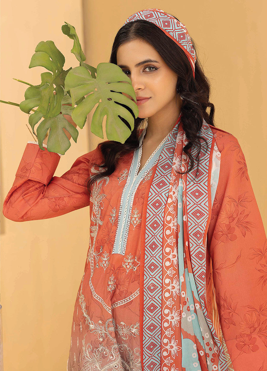 Millan Rut By Nur Embroidered Printed Unstitched Lawn 3pcs