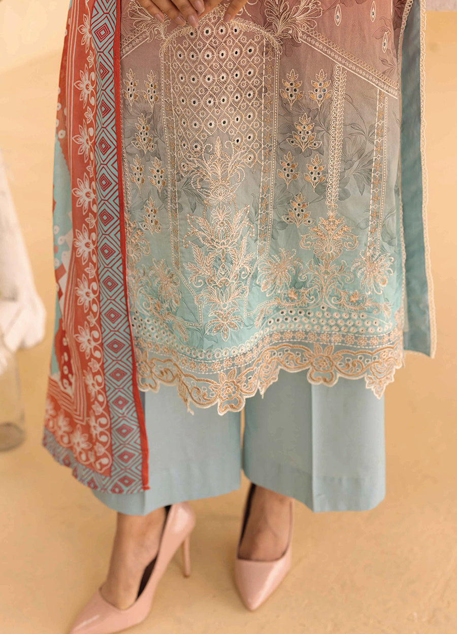 Millan Rut By Nur Embroidered Printed Unstitched Lawn 3pcs