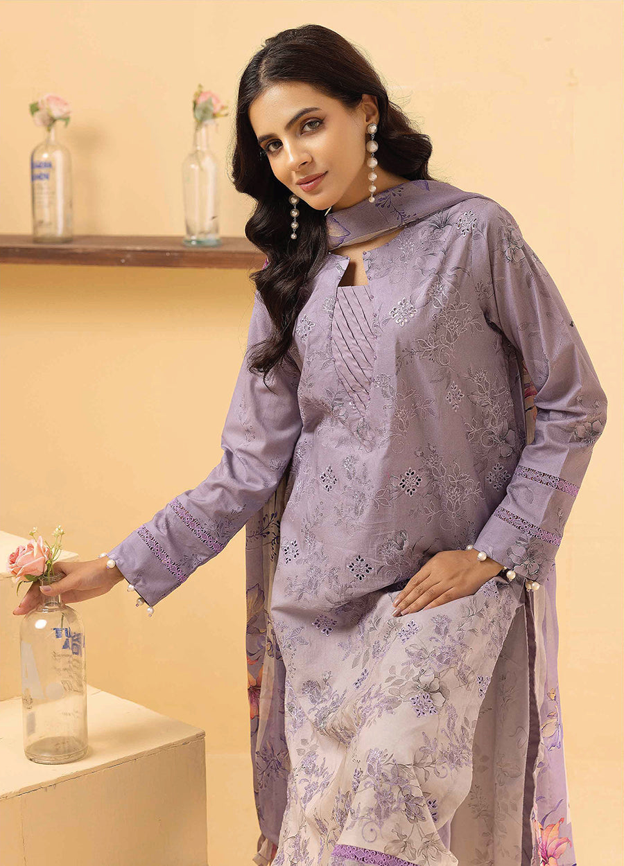 Millan Rut By Nur Embroidered Printed Unstitched Lawn 3pcs