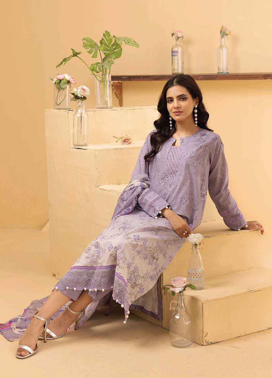Millan Rut By Nur Embroidered Printed Unstitched Lawn 3pcs