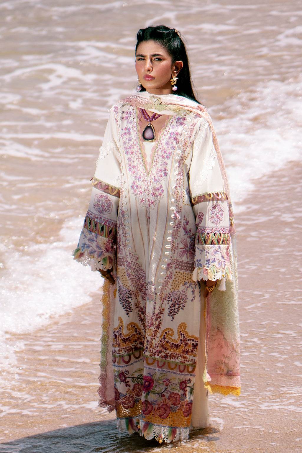 AJR Dastan Embroidered Luxury Lawn Unstitched 3pcs - Jotey