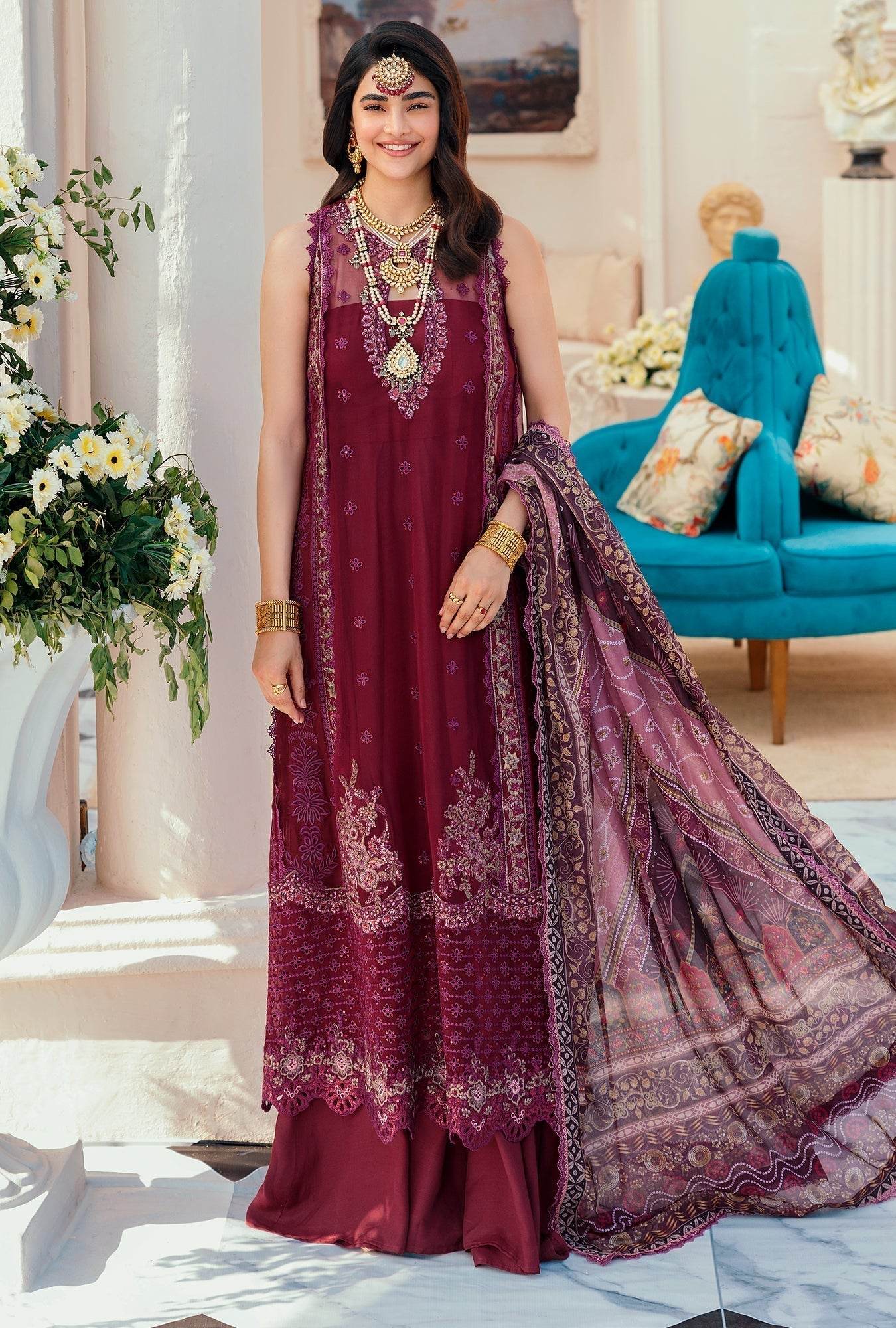 Noor By Sadia Chiffon Laserkari 3Pcs - Jotey
