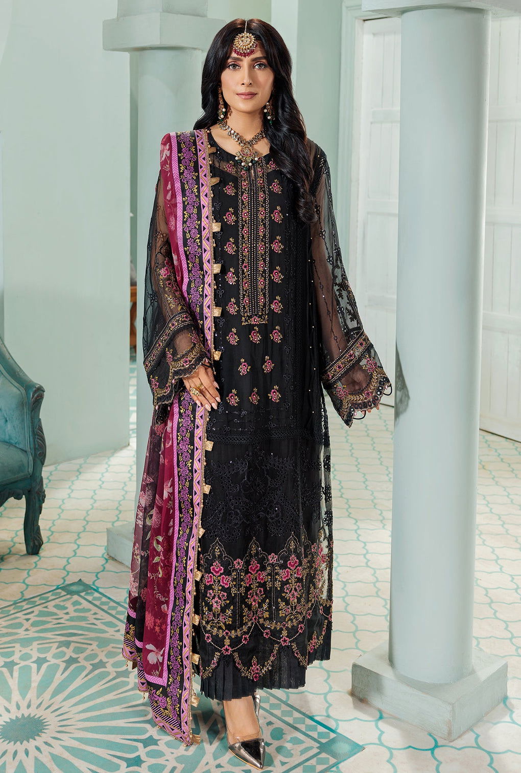 Noor By Sadia Chiffon Laserkari 3Pcs - Jotey