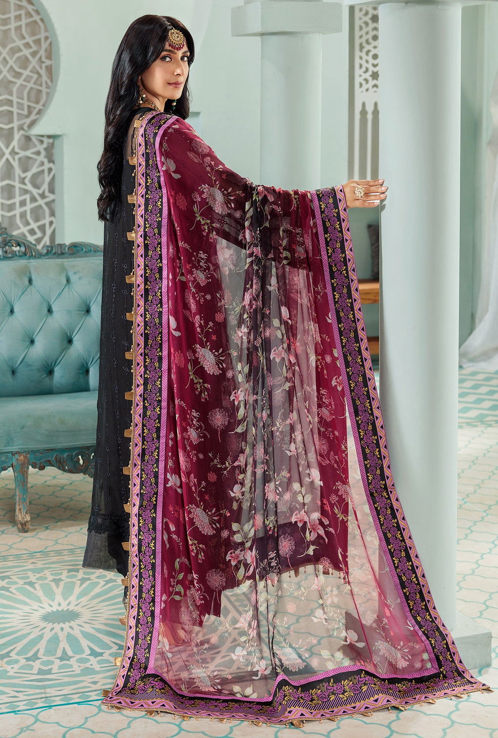 Noor By Sadia Chiffon Laserkari 3Pcs - Jotey