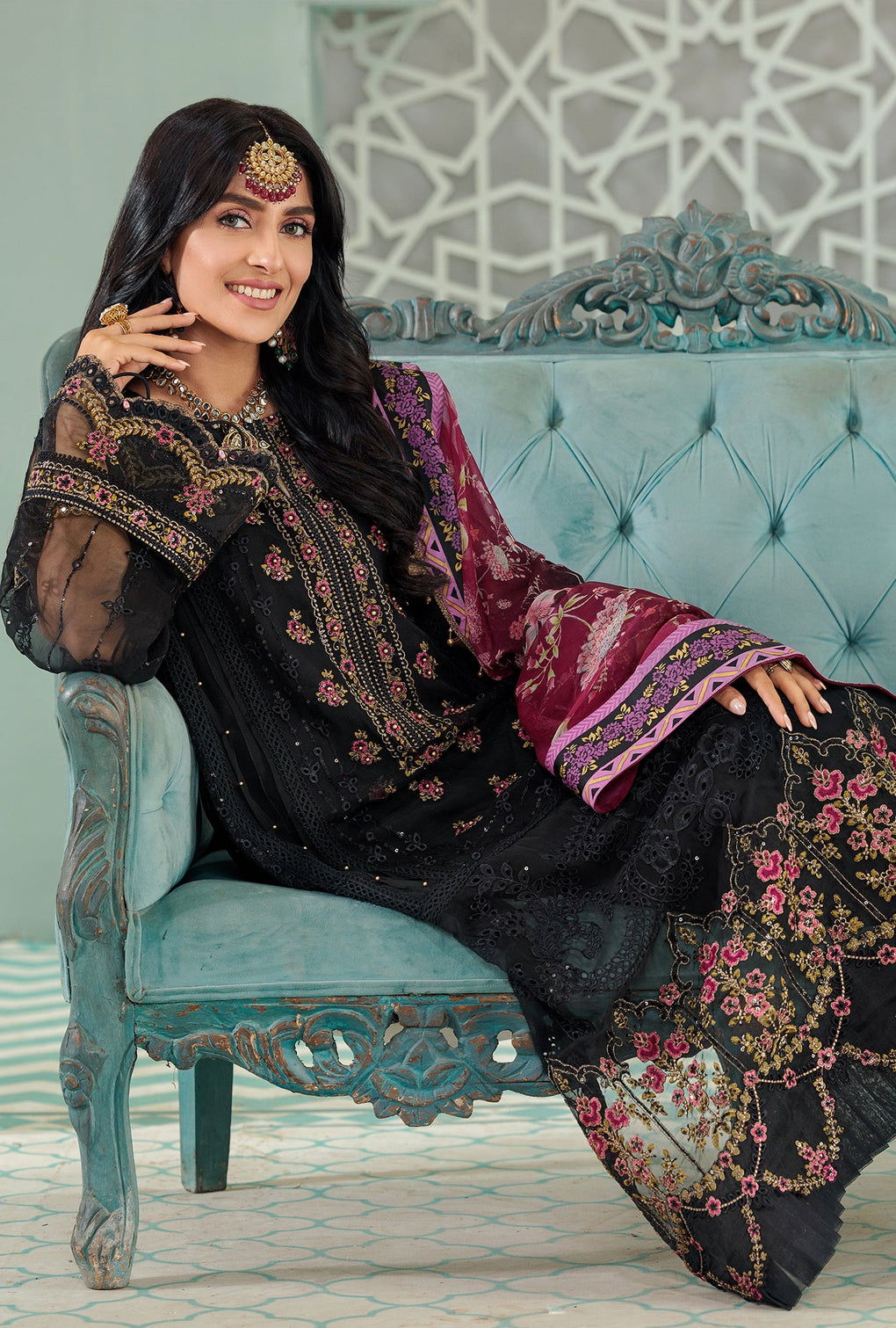 Noor By Sadia Chiffon Laserkari 3Pcs - Jotey
